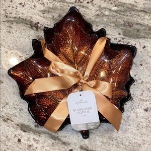 Hallmark mercury glass maple leaf dish set